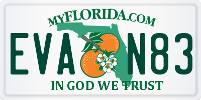 FL license plate EVAN83