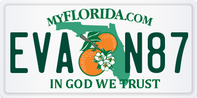 FL license plate EVAN87