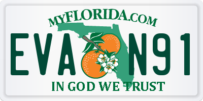 FL license plate EVAN91