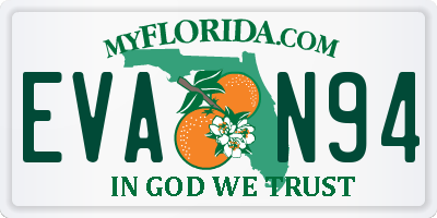 FL license plate EVAN94