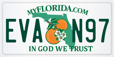 FL license plate EVAN97