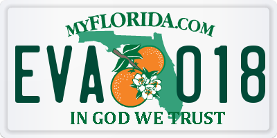 FL license plate EVAO18
