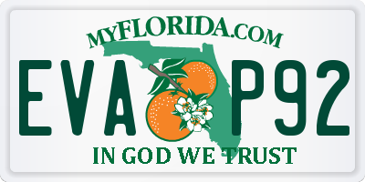FL license plate EVAP92