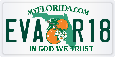 FL license plate EVAR18