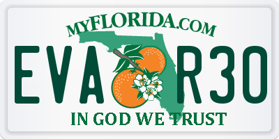 FL license plate EVAR30