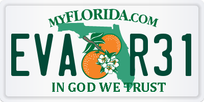 FL license plate EVAR31