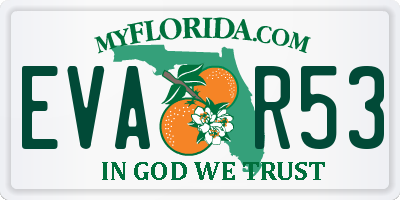 FL license plate EVAR53