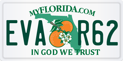 FL license plate EVAR62