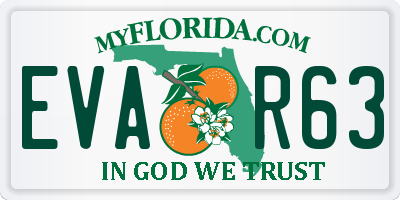 FL license plate EVAR63
