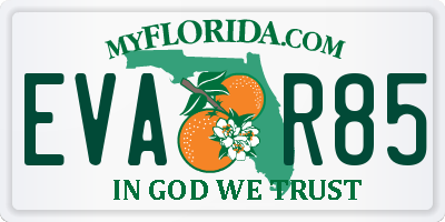 FL license plate EVAR85