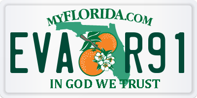 FL license plate EVAR91