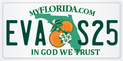 FL license plate EVAS25