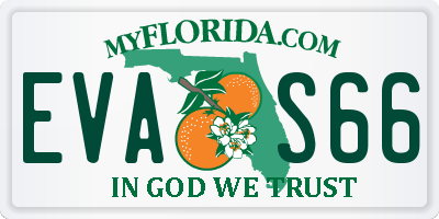 FL license plate EVAS66
