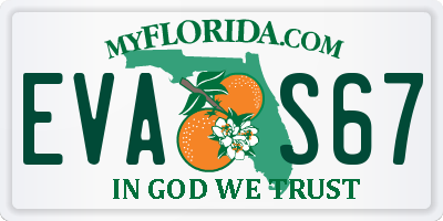 FL license plate EVAS67