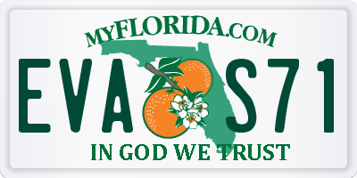 FL license plate EVAS71