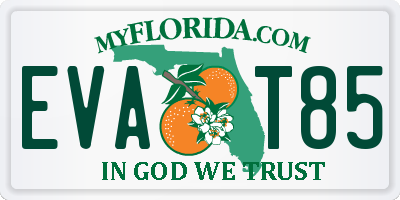 FL license plate EVAT85