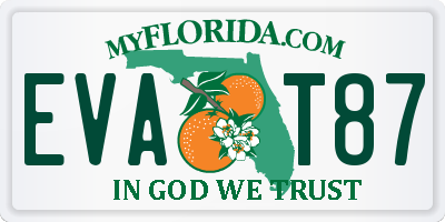 FL license plate EVAT87