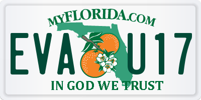 FL license plate EVAU17