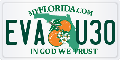 FL license plate EVAU30