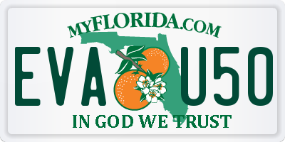 FL license plate EVAU50