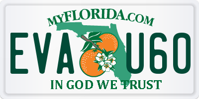 FL license plate EVAU60