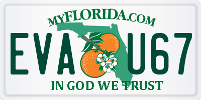 FL license plate EVAU67
