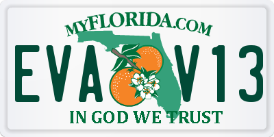 FL license plate EVAV13