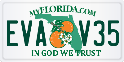 FL license plate EVAV35