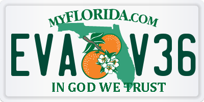 FL license plate EVAV36