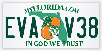 FL license plate EVAV38