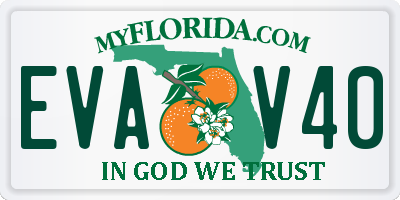 FL license plate EVAV40