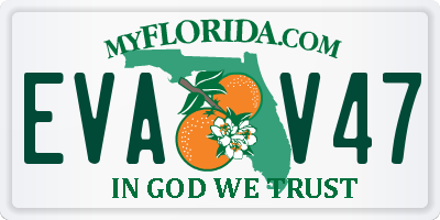 FL license plate EVAV47