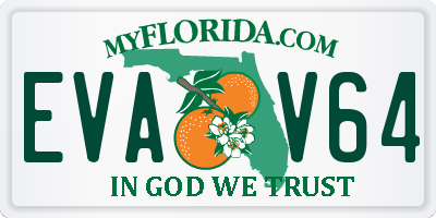 FL license plate EVAV64