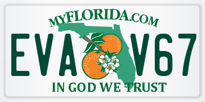 FL license plate EVAV67