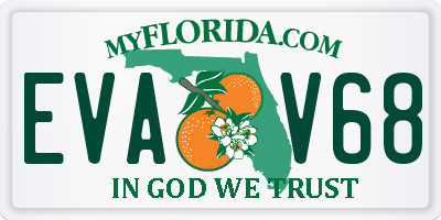 FL license plate EVAV68