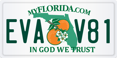FL license plate EVAV81