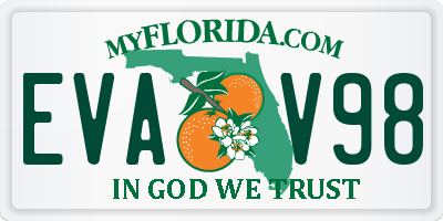 FL license plate EVAV98