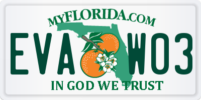 FL license plate EVAW03