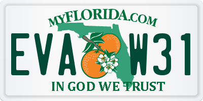 FL license plate EVAW31