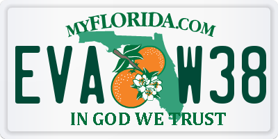 FL license plate EVAW38
