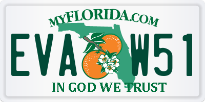 FL license plate EVAW51