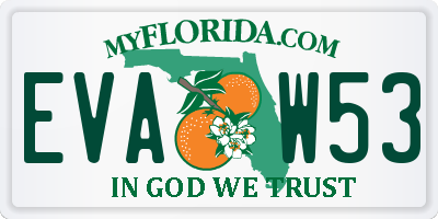 FL license plate EVAW53
