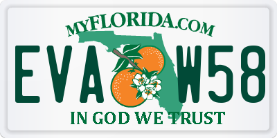 FL license plate EVAW58
