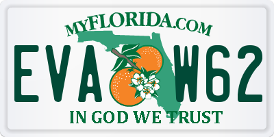 FL license plate EVAW62