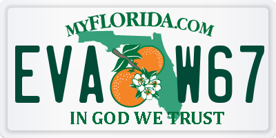 FL license plate EVAW67