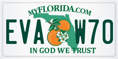 FL license plate EVAW70