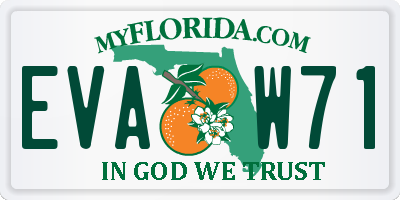 FL license plate EVAW71