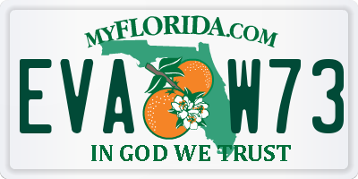 FL license plate EVAW73
