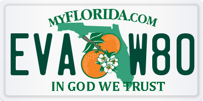 FL license plate EVAW80