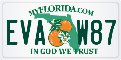 FL license plate EVAW87